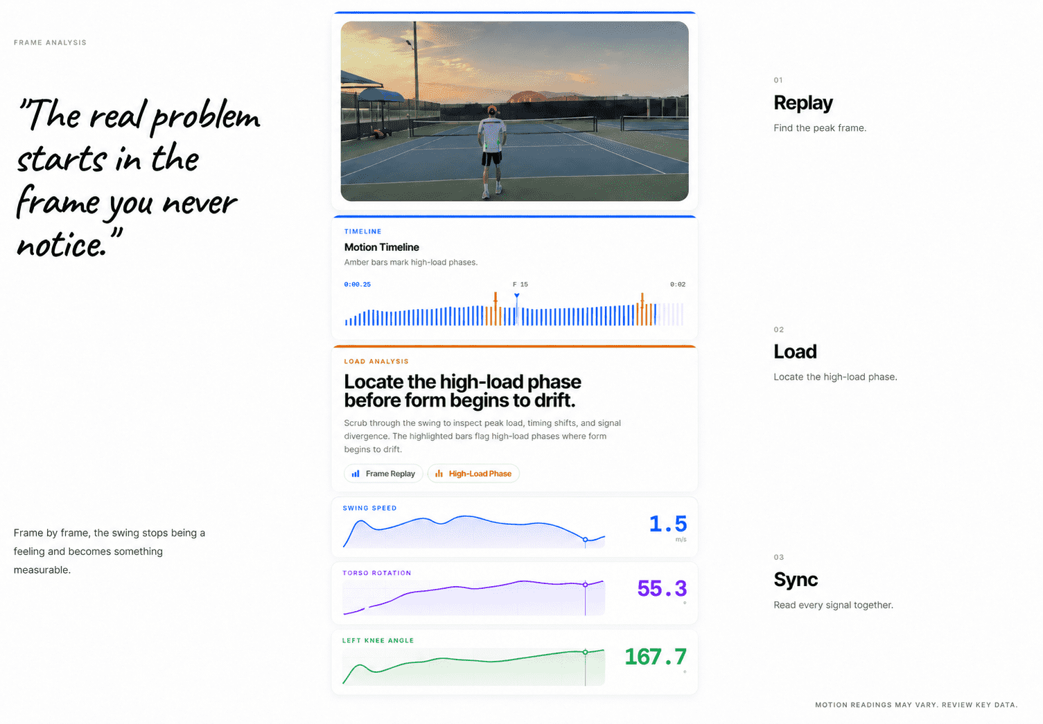 SpatialForm frame before contact analysis with replay, load, sync, and motion timeline